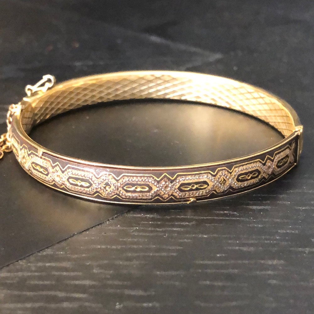Bohemian graphic style print Gold bracelet